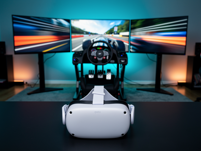 Meta Quest 3 VR-Headset im Simracing-Alltag mit kabelloser Nutzung und scharfer Grafik