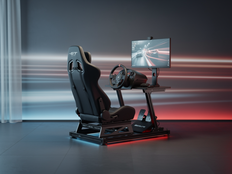 Next Level Racing F-GT Elite Lite Simracing Rig aus Aluminium in Renncockpit-Optik