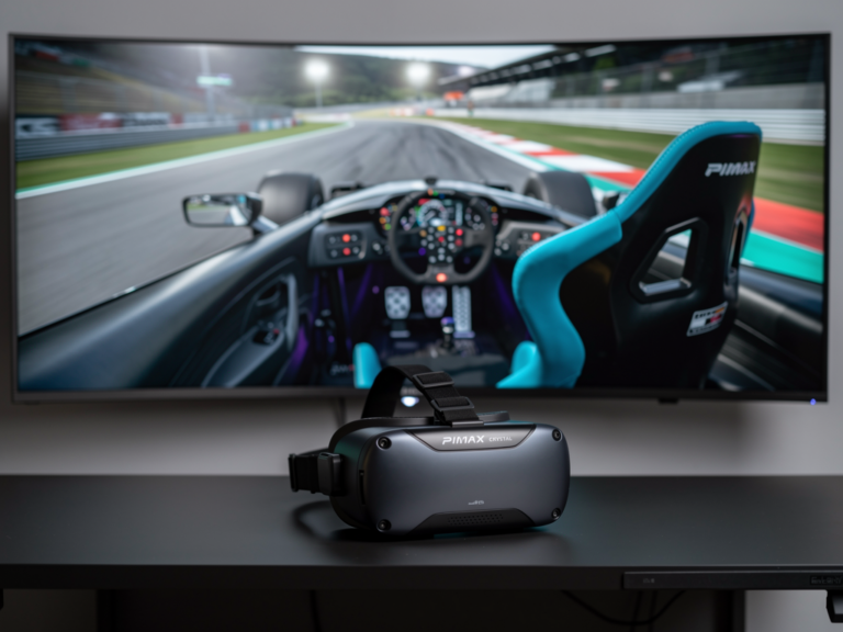 Pimax Crystal VR-Headset immersive Simracing Erfahrung auf realistischer Rennstrecke